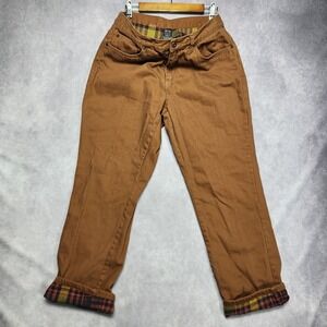 Adventuridge Men Brown Flannel Lined Work Pants 36x32 Straight Leg Cotton Trades